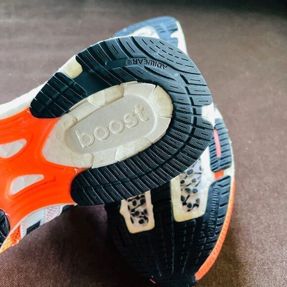NEW ADIDAS Adios Boost Racing Flasts 6.5 US 38 EU Orange Grey White - Picture 12 of 13